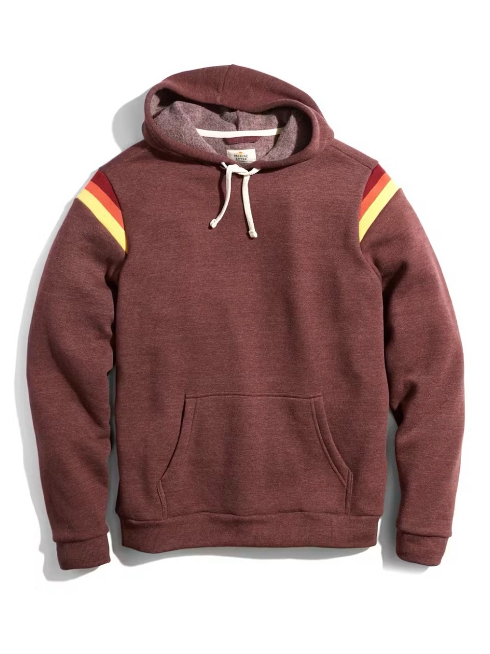 Marine Layer Banks Pullover Hoodie Brown Retro Stripe Size M